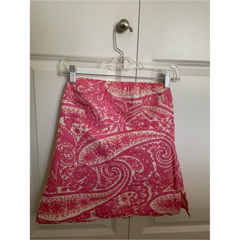 J.Crew Archive Spring 2012 Pink Paisley Strapless Tube Top - 100% Cotton, Size 2